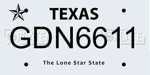 GDN6611 Texas License Plate