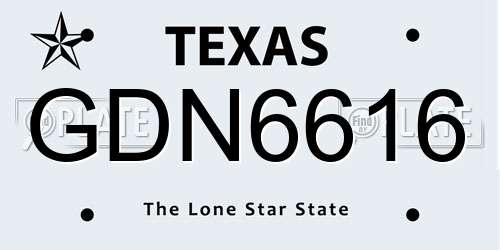 GDN6616 Texas License Plate