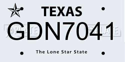 GDN7041 Texas License Plate