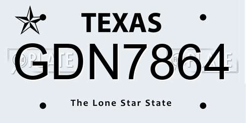 GDN7864 Texas License Plate