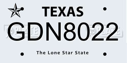 GDN8022 Texas License Plate