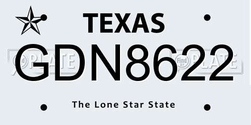 GDN8622 Texas License Plate