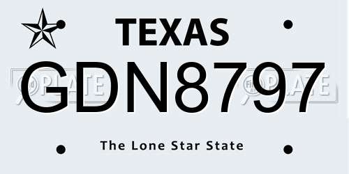 GDN8797 Texas License Plate