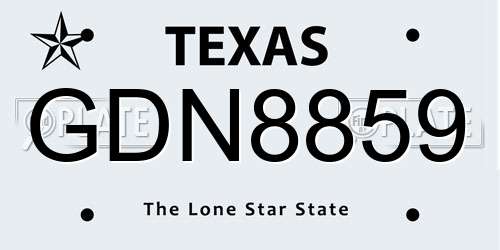 GDN8859 Texas License Plate