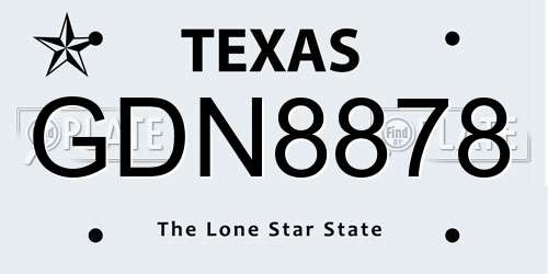 GDN8878 Texas License Plate