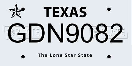 GDN9082 Texas License Plate