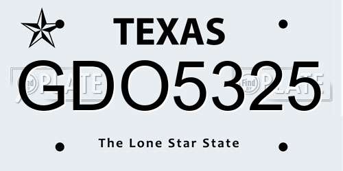 GDO5325 Texas License Plate
