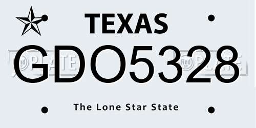 GDO5328 Texas License Plate