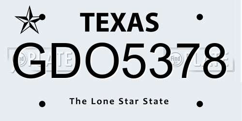 GDO5378 Texas License Plate