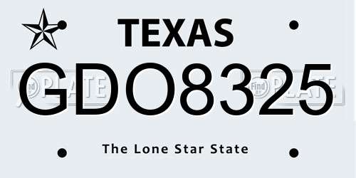 GDO8325 Texas License Plate