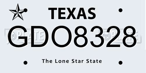 GDO8328 Texas License Plate