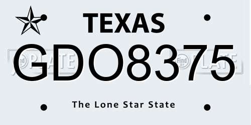 GDO8375 Texas License Plate