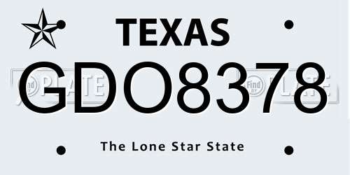 GDO8378 Texas License Plate