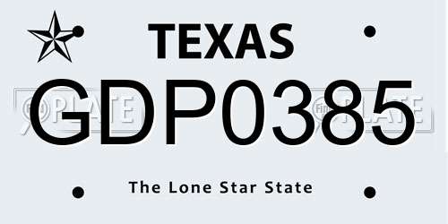 GDP0385 Texas License Plate