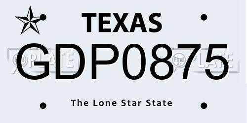 GDP0875 Texas License Plate