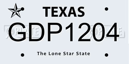 GDP1204 Texas License Plate