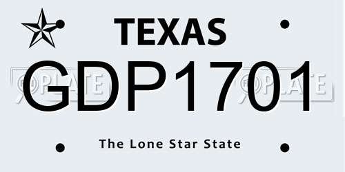 GDP1701 Texas License Plate