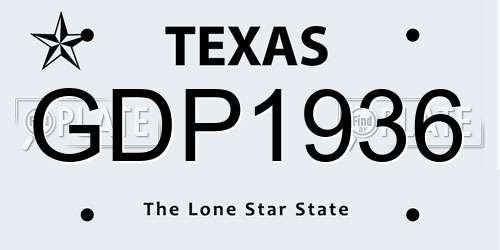 GDP1936 Texas License Plate