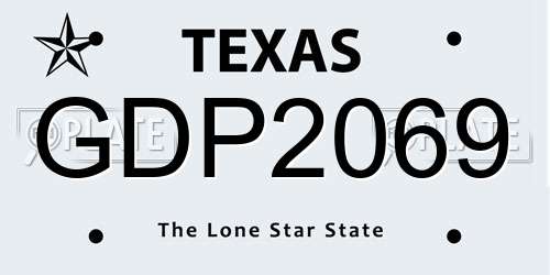 GDP2069 Texas License Plate
