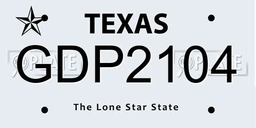 GDP2104 Texas License Plate