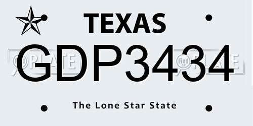 GDP3434 Texas License Plate