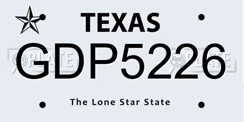 GDP5226 Texas License Plate