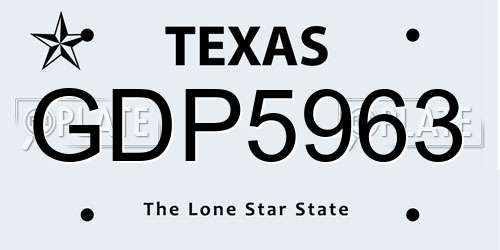 GDP5963 Texas License Plate