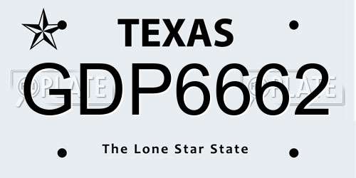 GDP6662 Texas License Plate