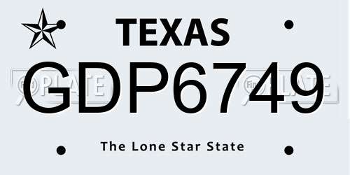 GDP6749 Texas License Plate