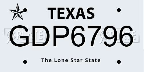 GDP6796 Texas License Plate
