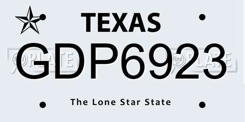 GDP6923 Texas License Plate