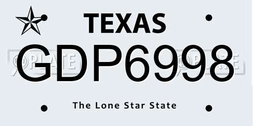 GDP6998 Texas License Plate