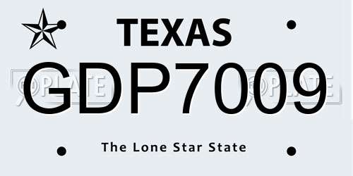 GDP7009 Texas License Plate
