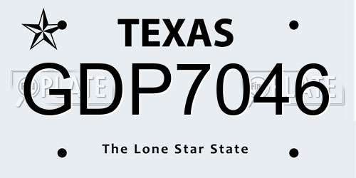 GDP7046 Texas License Plate