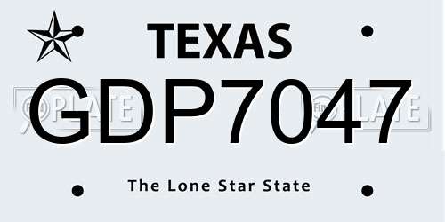 GDP7047 Texas License Plate