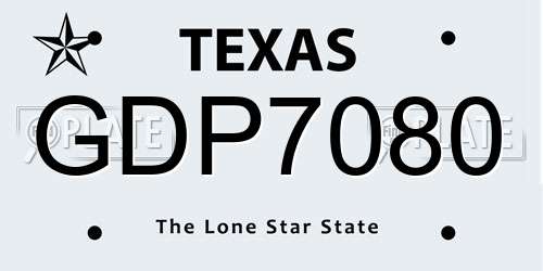 GDP7080 Texas License Plate