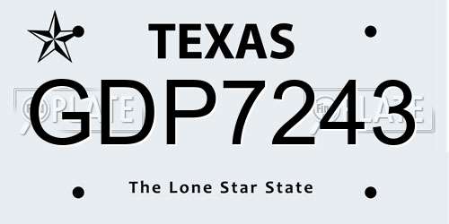 GDP7243 Texas License Plate