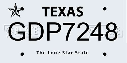 GDP7248 Texas License Plate