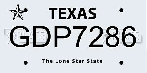 GDP7286 Texas License Plate