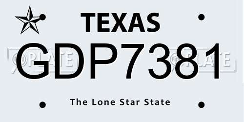 GDP7381 Texas License Plate