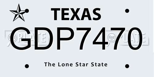 GDP7470 Texas License Plate