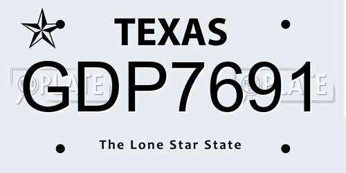 GDP7691 Texas License Plate