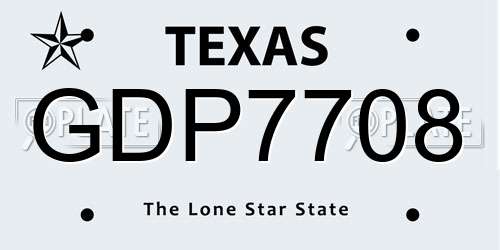 GDP7708 Texas License Plate