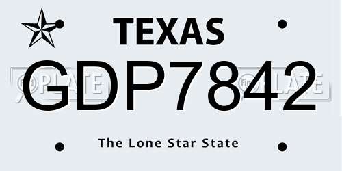 GDP7842 Texas License Plate
