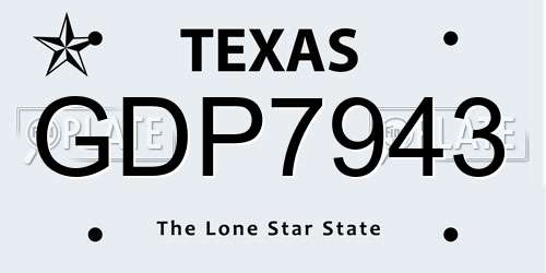 GDP7943 Texas License Plate