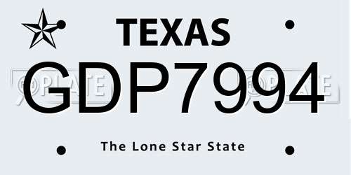GDP7994 Texas License Plate