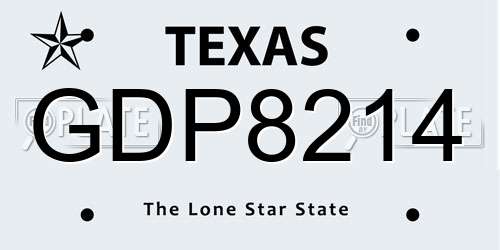 GDP8214 Texas License Plate