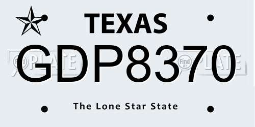 GDP8370 Texas License Plate