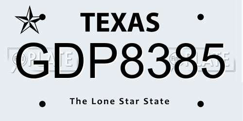 GDP8385 Texas License Plate