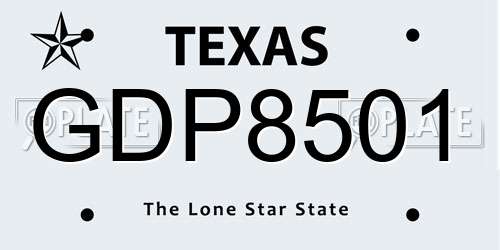 GDP8501 Texas License Plate